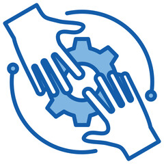 Teamwork Blue White Icon