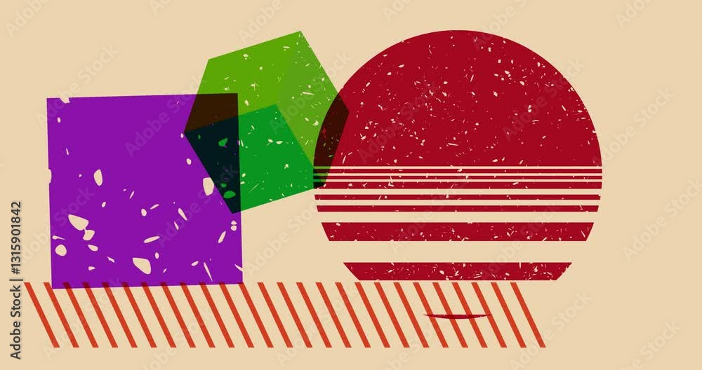 Aufkleber colorful geometric shapes animation. object in trendy riso graph design. geometry elements abstract 
