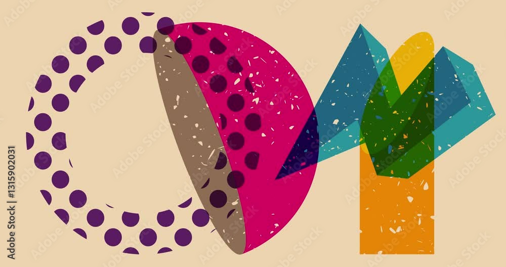 Aufkleber colorful geometric shapes animation. object in trendy riso graph design. geometry elements abstract 