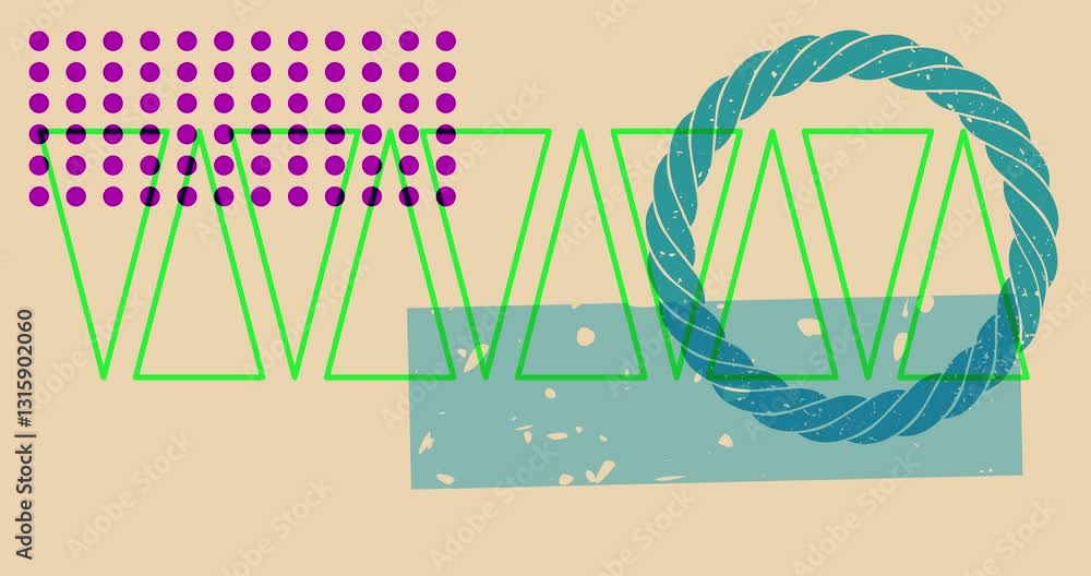 Poster colorful geometric shapes animation. object in trendy riso graph design. geometry elements abstract 