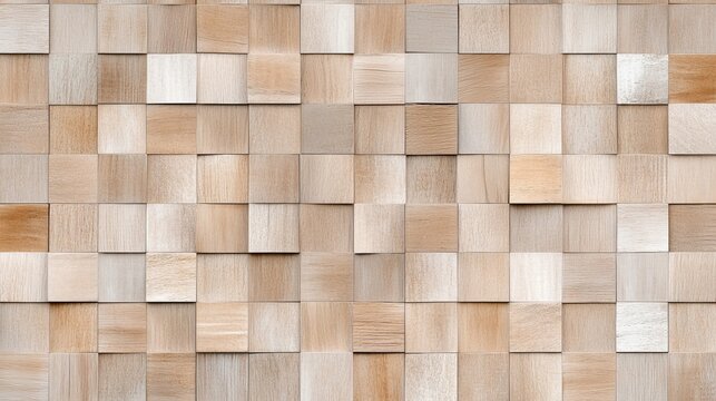 Abstract wood block pattern, light beige and cream - Powered by Adobe