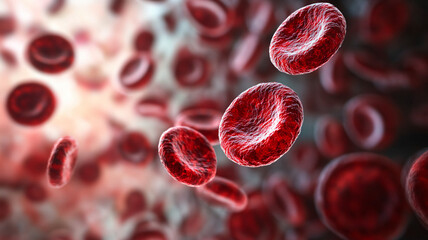 Fototapeta premium Biological Evolution. The Journey of a Red Blood Cell, plasma, red blood cells, medicine, medical, science, people, cell, human, illustration, biology, research, therapy, life, dna, growth.