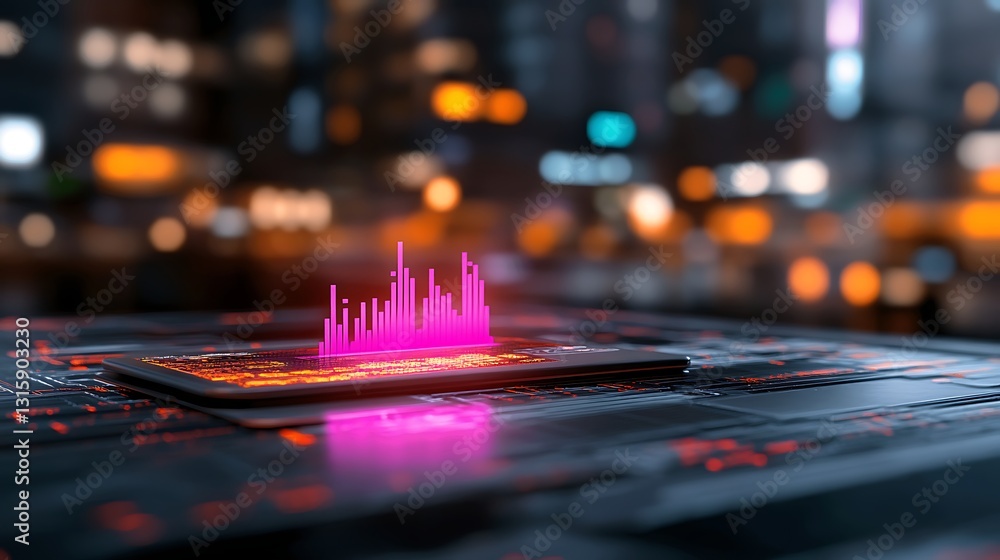 Aufkleber showcasing digital innovation futuristic technology and data visualization in urban spaces