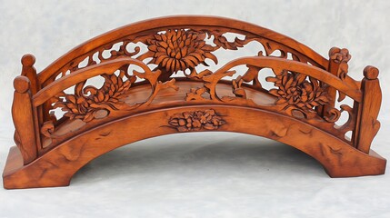 Intricate Carved Wooden Arch Bridge Model - Detailed Craftsmanship AI Generated