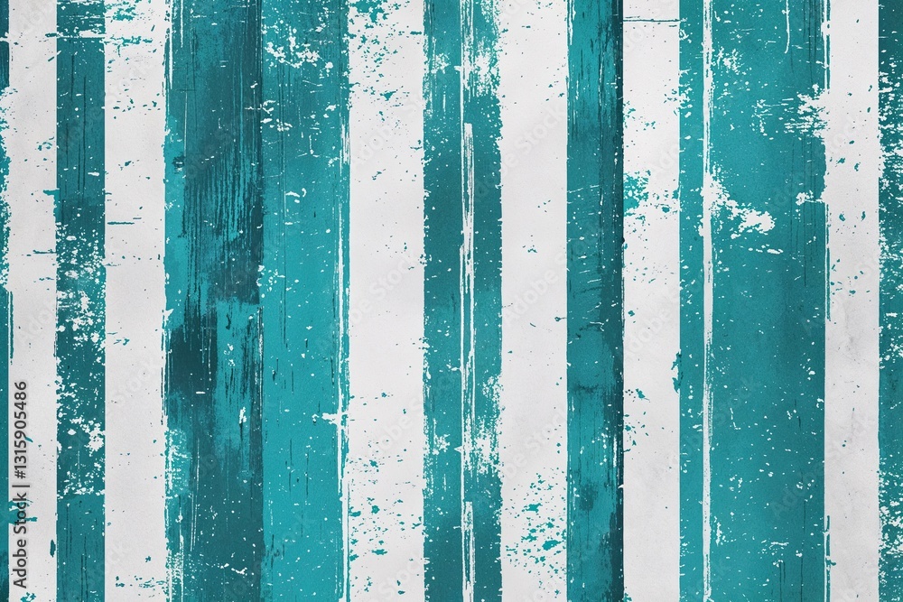 Poster white and turquoise distressed visual texture with striped pattern for modern design