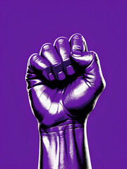 raised fist with purple paint, web banner