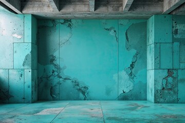 Lively Turquoise Concrete Wall Background for Modern Art and Contemporary Creativity