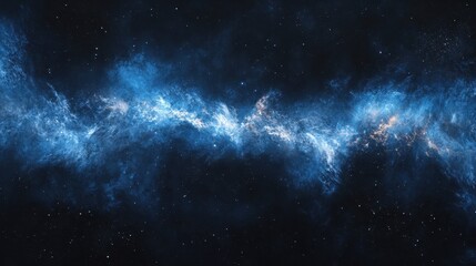 Obraz premium Stunning blue nebula swirls across a dark space backdrop, speckled with stars. Ideal for science fiction, fantasy, or cosmic themed projects needing a dramatic, ethereal feel.