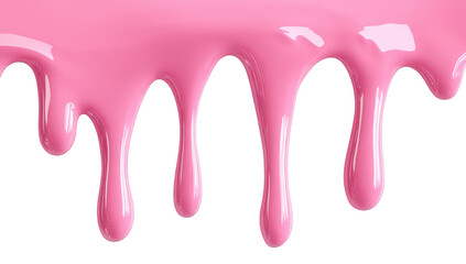 a vibrant pink liquid is shown dripping down against a white background creating a playful and artistic effect the smooth texture and glossy finish suggest a creative or decorative purpose