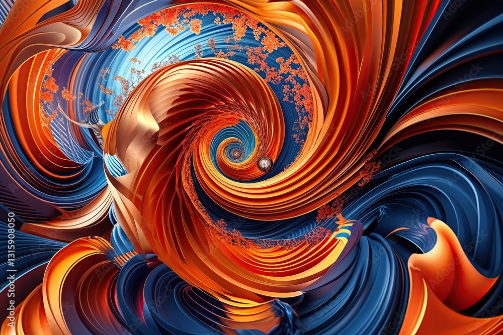 Aufkleber elegant orange spiral art backdrop with vibrant colors and smooth dynamic patterns