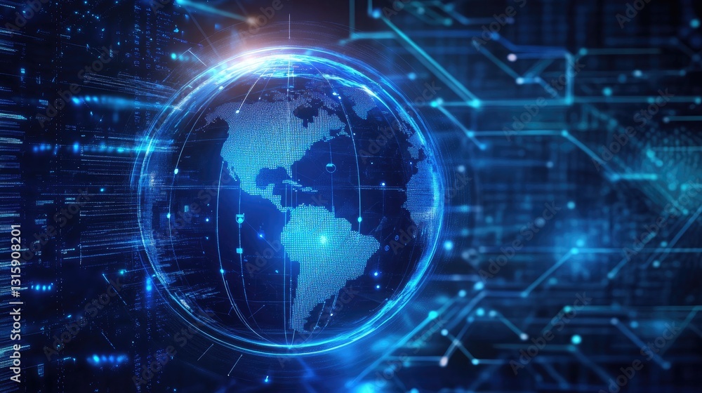 Poster global internet security network combating digital misinformation.