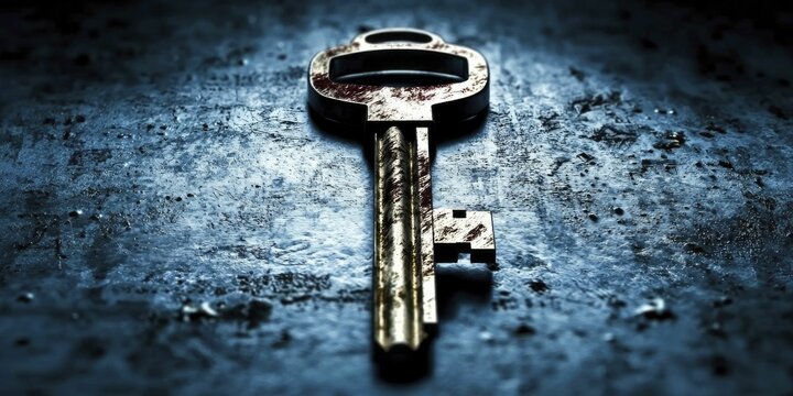 Crisp white background features a single glowing key, symbolizing the gateway to understanding risk management principles.