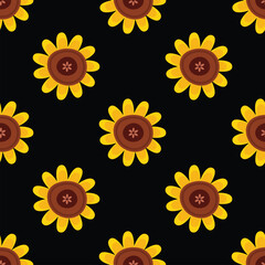 Sunflower background, sunflower seamless pattern, sun flower head pattern background