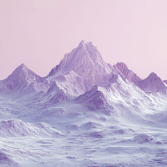 Majestic mountain range with 3d fantasy landscape design featuring minimalist 2d elements and expansive horizon