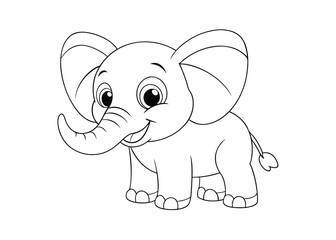 Cute cartoon elephant coloring page for kids