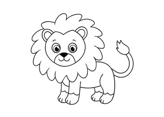 Cute black and white lion coloring page for kids