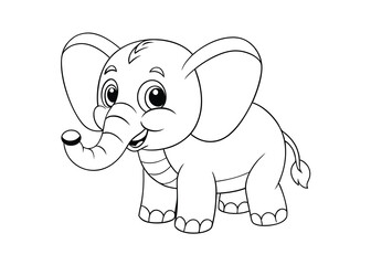 Obraz premium Adorable Cartoon Elephant Coloring Page