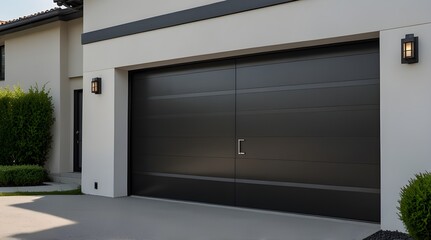 Modern black automatic garage door with.generative.ai