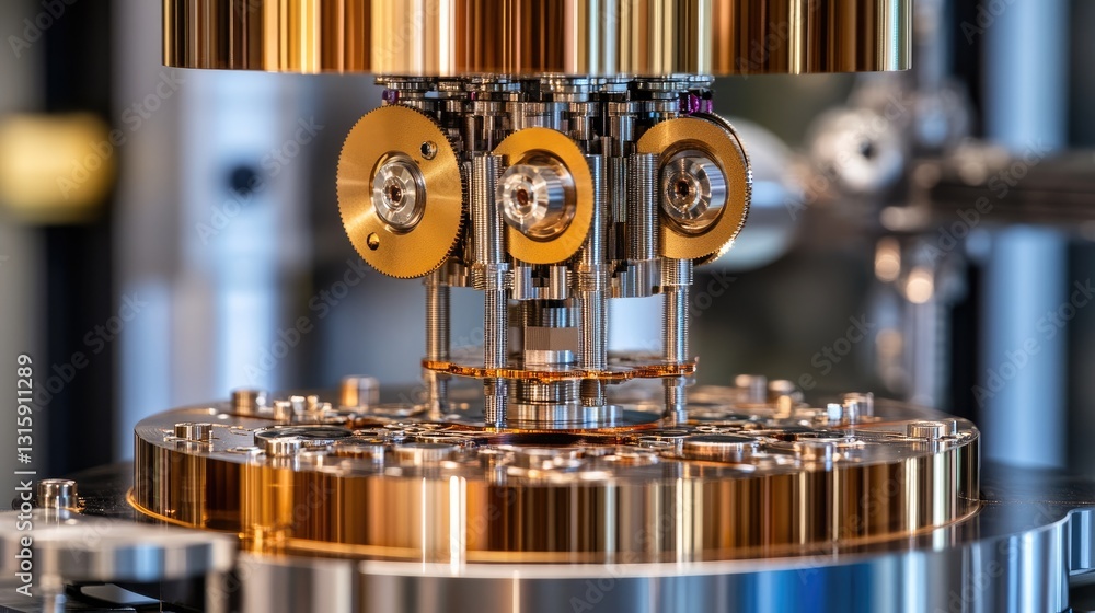 Poster quantum computing concept with ai-powered processors and light-speed data.