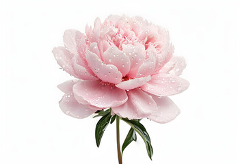 Fototapeta premium peonie flower with water drops isolated on white background. 