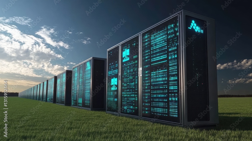 Poster solar-powered data server with optimized energy use.