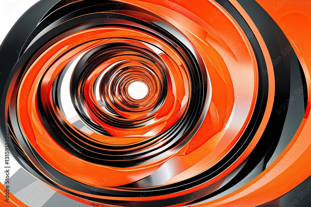 Poster creative orange graphics with halftone patterns and spiraled line designs