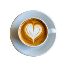 Perfect Heart Latte Art – Photorealistic Top-Down Coffee Cup Image.