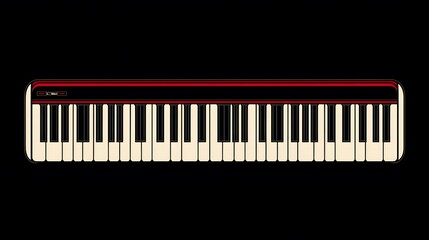 Red Accented Keyboard: A Minimalist Musical Instrument Illustration