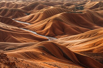 Bold Brown Terrain: Artistic Flowing Landscape with Earthy Colours and Textures