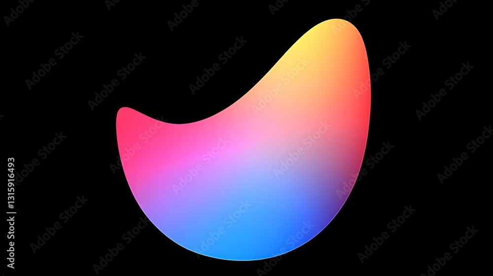 Poster abstract colorful gradient shape on black background