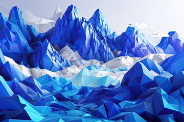 Obraz premium Dynamic Blue Polygonal Landscape for Digital Design Marketing and Blogging