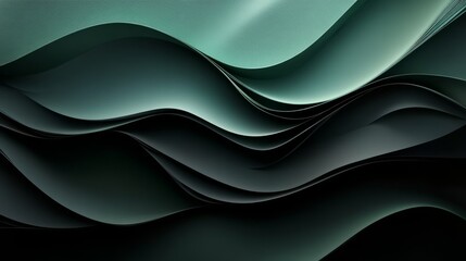 Cool-toned background with dark green and black abstract shapes, offering a refined and contemporary feel