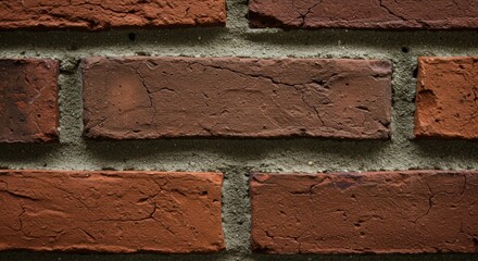 Brick wall texture with red and brown tones, visible mortar lines, and natural shadows