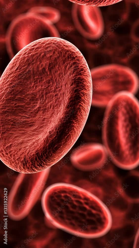 Aufkleber red blood cells floating in a dark environment showcasing their unique structure and function within