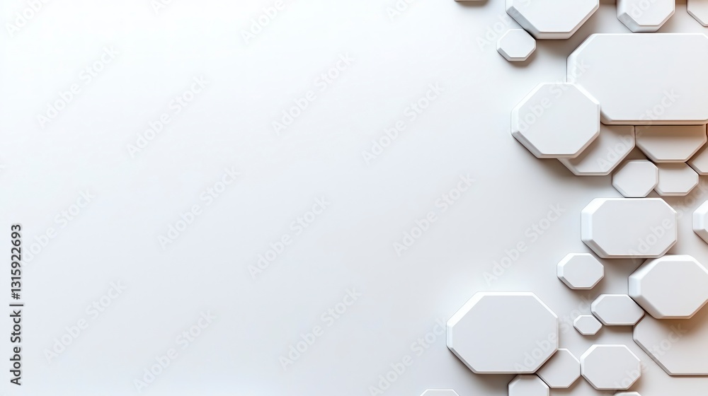 Aufkleber abstract white octagon pattern background minimalist 3d render