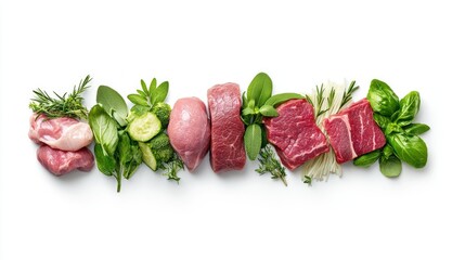 A single, ultra-detailed Vietnamese pho noodle soup set, on a pure white background, highlighting its fresh herbs, rice noodles, and beef slices with professional studio lighting