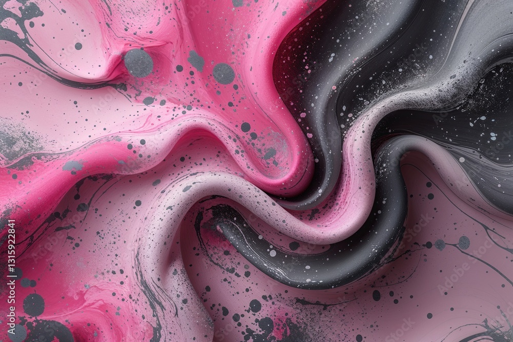 Poster pink and gray splattered abstract texture with swirled background design