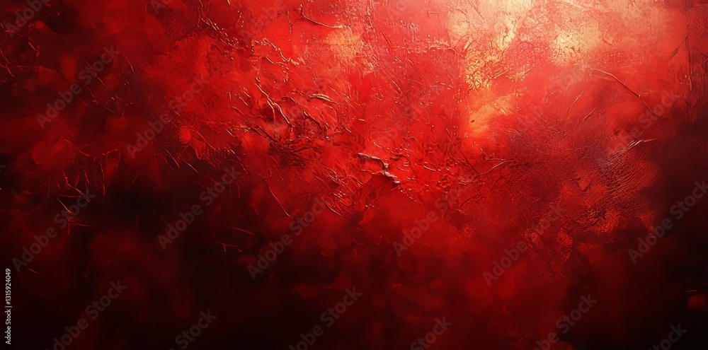 Poster a vivid red and black textured background featuring dynamic brush strokes and splashes, evoking a bo