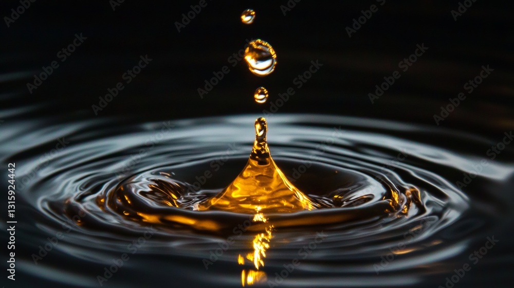 Poster captivating water drop action creating ripples nature setting close-up photography calm environment 