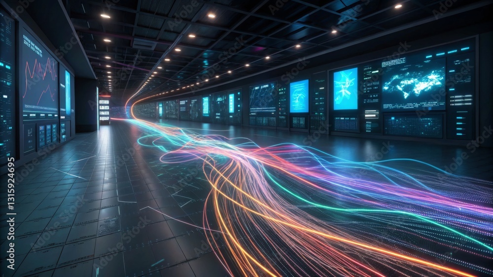 Aufkleber machine learning enhances the large language model for innovation concept. futuristic corridor with 