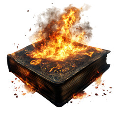 A Book on Fire Isolated on Transparent Background