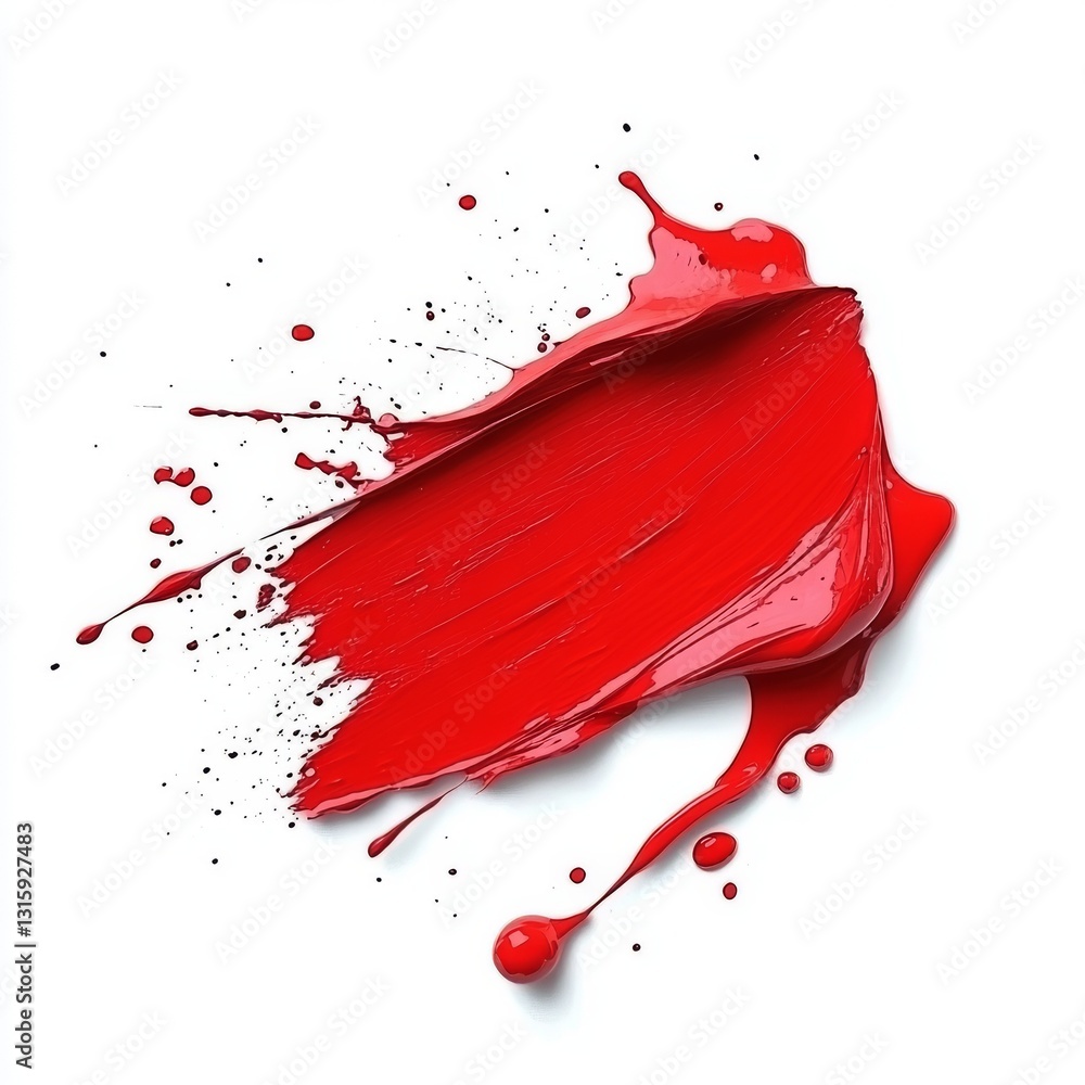 Poster assortment of lively red drops and splashes in action for artistic projects
