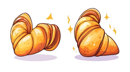 Delicious Hand-Drawn Croissant Illustration: A Golden Bakery Treat AI Generated