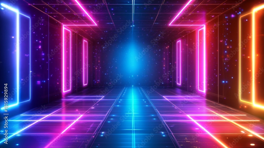 Poster an abstract network grid with files and folders displayed on a futuristic software interface, ideal 