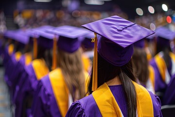 A Graduation Ceremony on Campus with Graduation Dress and Cap
