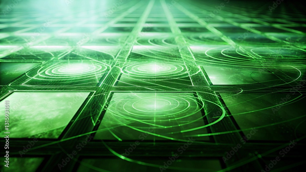 Poster background of green technology that is abstract and computer generated in three dimensions. glass bl