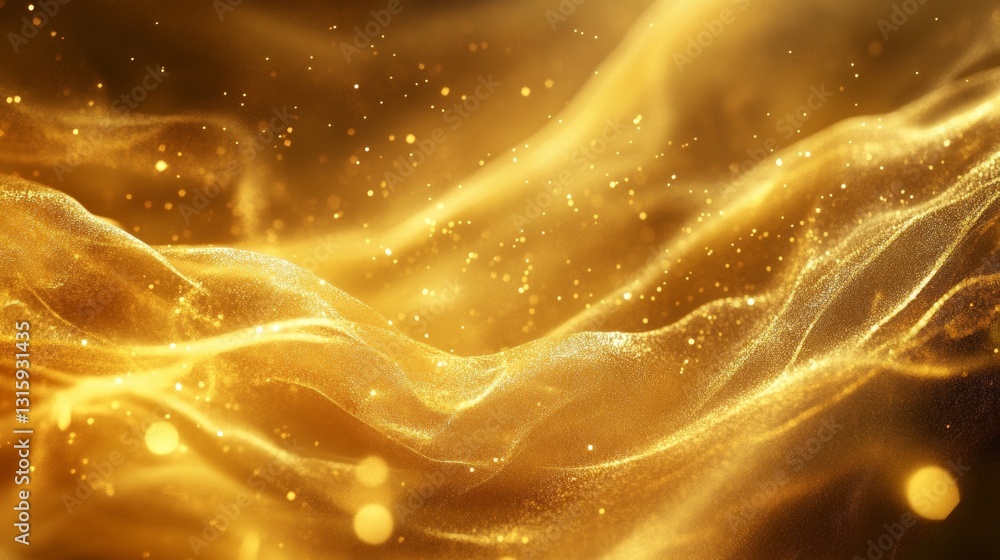 Poster golden waves of light dancing in ethereal space abstract visuals digital art enigmatic environment c