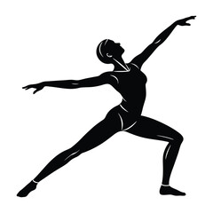 Contemporary Dancer in a Wide Lunge with Reaching Arms Silhouette Art