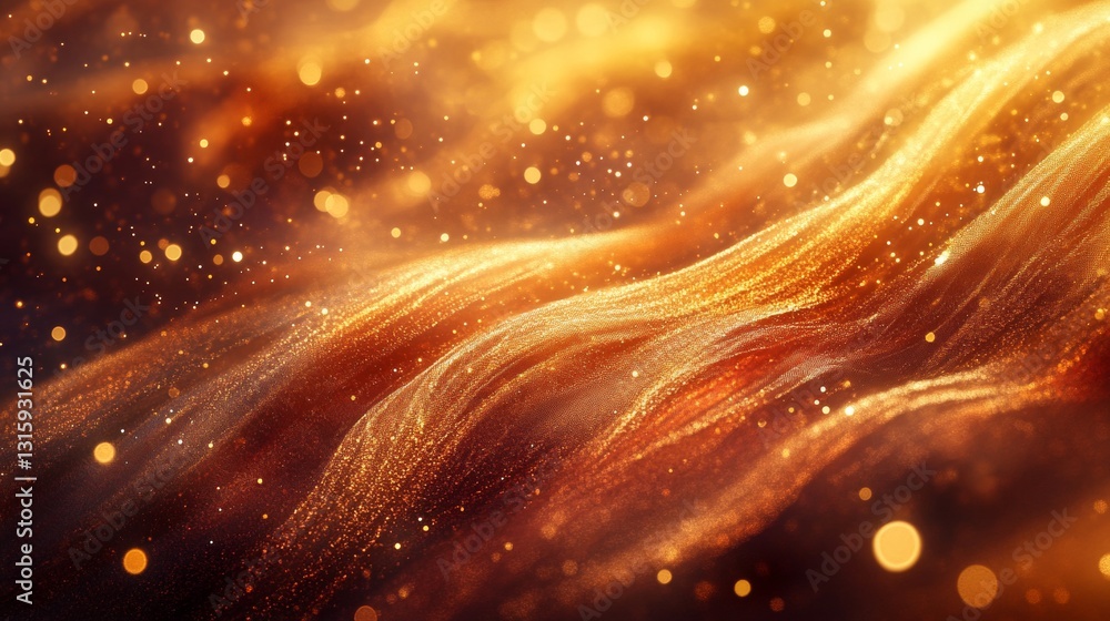 Poster captivating golden waves of light digital art creation abstract composition enchanting environment c