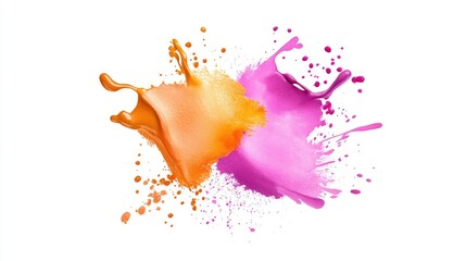 Naklejka premium Detailed and sharp watercolor brush textures in warm pink and orange tones on a white background, ready for use in digital collages and invitations